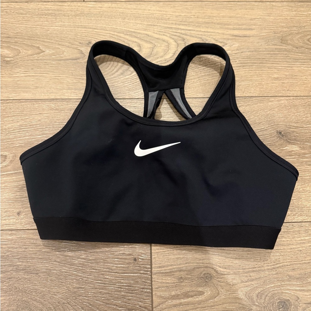 Nike Women's Black Sports Bra with White Logo